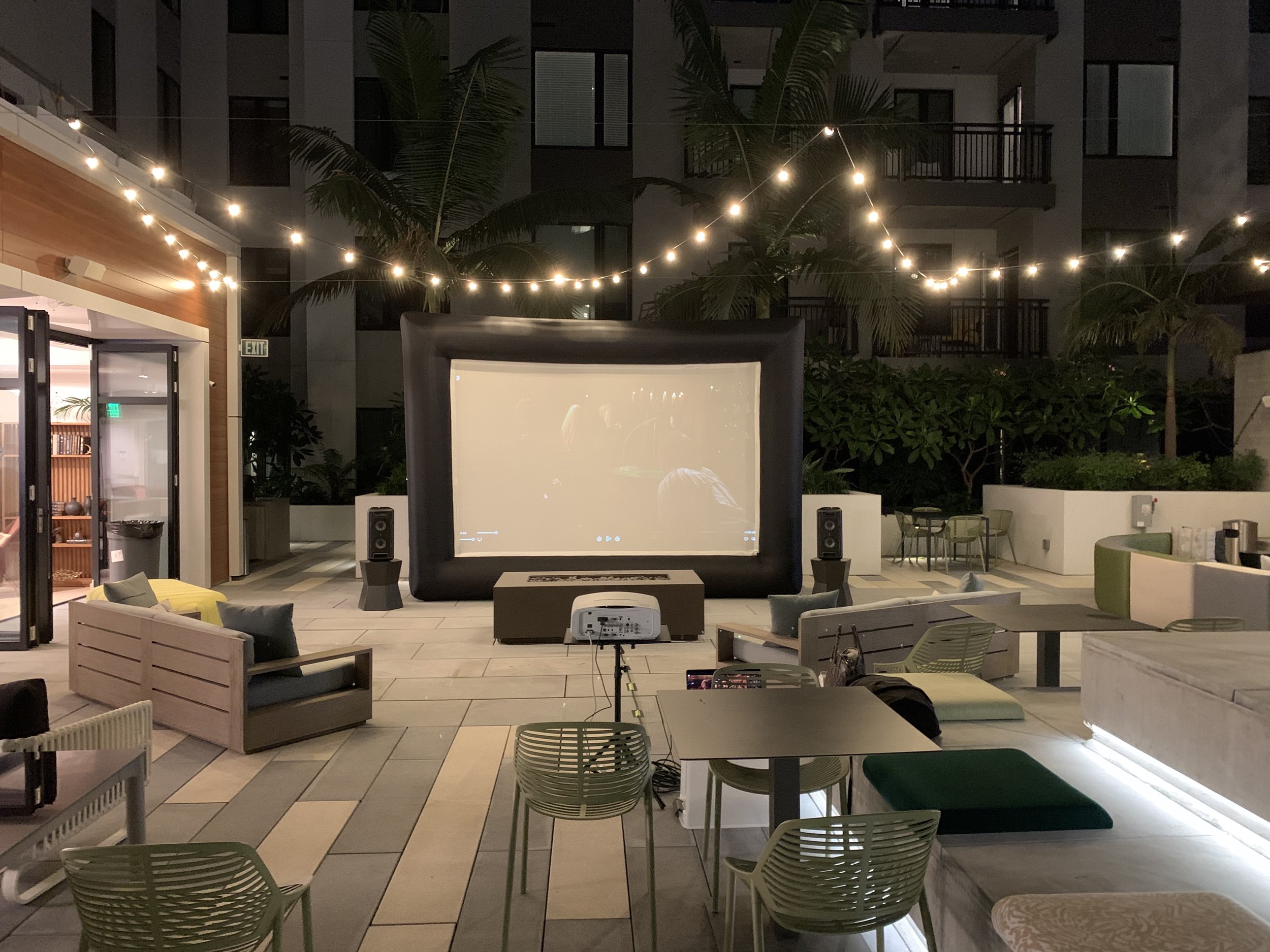  Outdoor movie night at Trademark Apartments in DTLA 